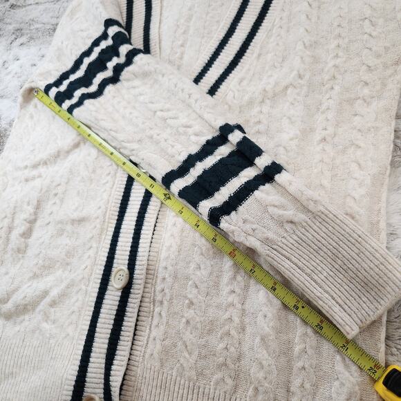 Victoria's Secret PINK White and Green Oversized Cable Sweater Cardigan Size XS - Picture 7 of 7